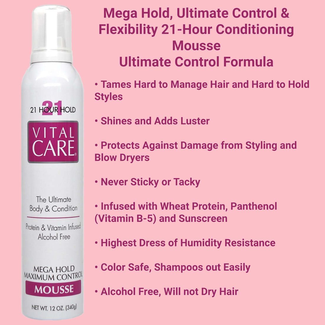 Vital Care Mega Hold Maximum Control Mousse  - 12oz